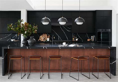 modern black island kitchen